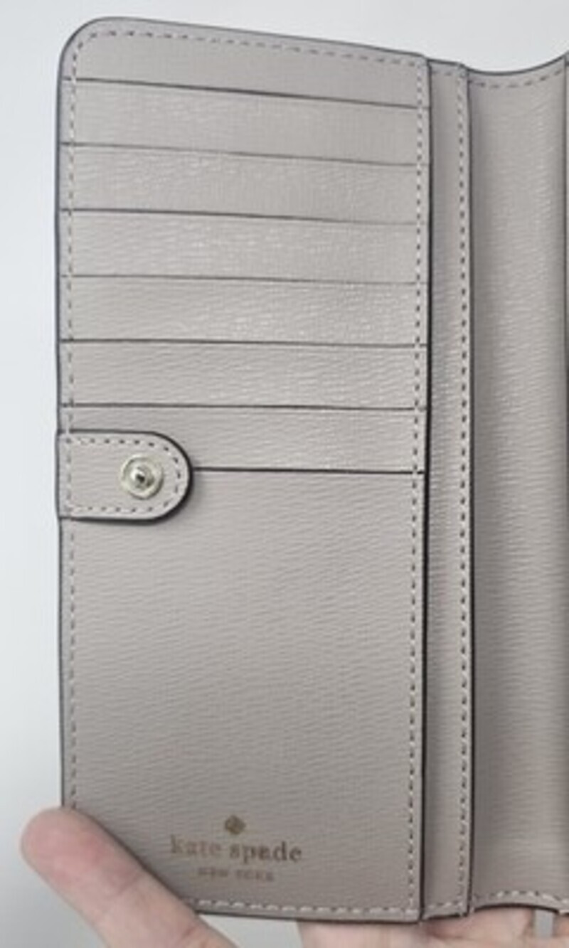 Kate Spade Darcy Refined Grain Leather Large Slim Bifold Wallet Warm Taupe New - Picture 8 of 9